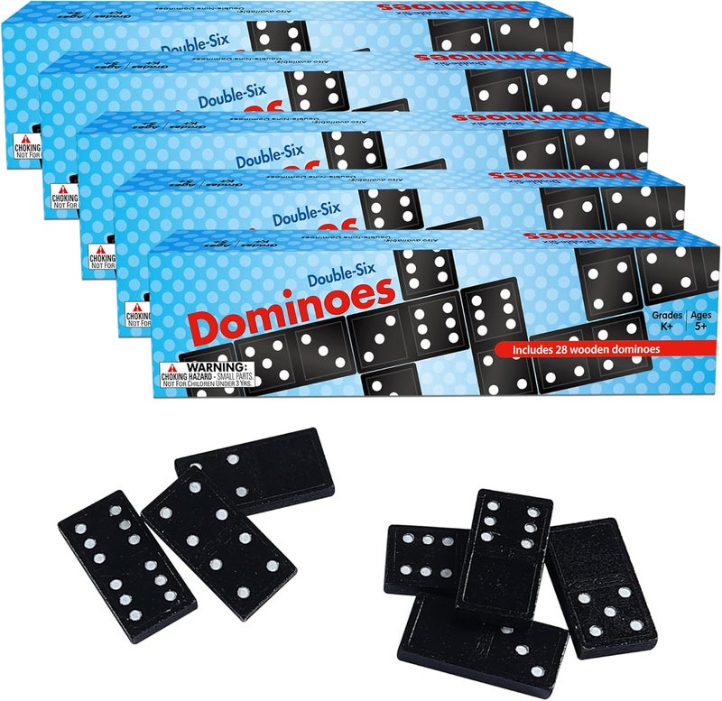 Offelec Dominos Set for Adults – 140pcs Dominoes Set - Classic Board Games, Double 6 Dominoes Family Games for Adults - Double Six Standard Dominos Set 5 * 28 Tiles, Travel-Friendly Domino Set - Image 1
